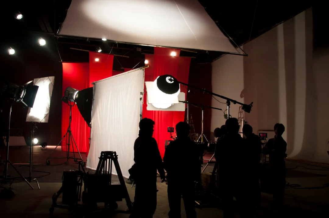 On set with the crew during a corporate film shoot