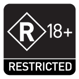 R18+ restricted classification symbol